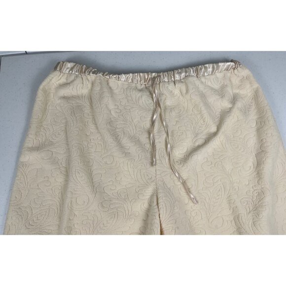 Aria Two Piece Set Ivory Embroidered Women's Long Sleeve Top Pajama Pants XL - Picture 7 of 10